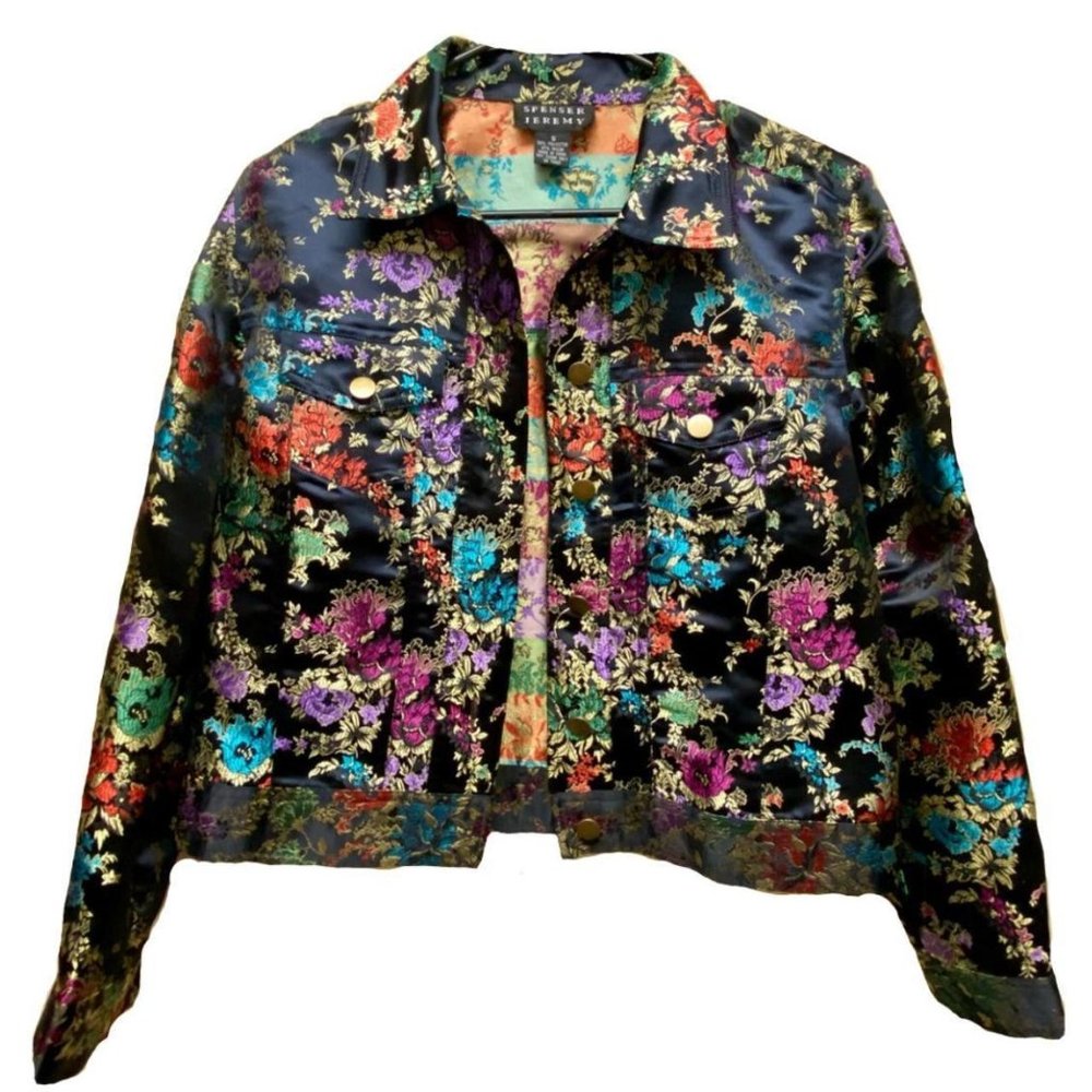 vintage chinese floral trucker style jacket